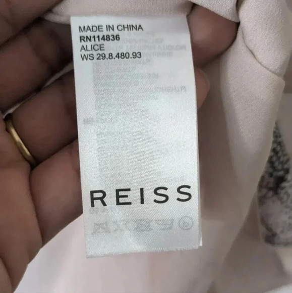 REISS Women's Size 4 (UK-8)  Alice Circle Printed Shirt Dress Pleated Pink Gray - Picture 8 of 11